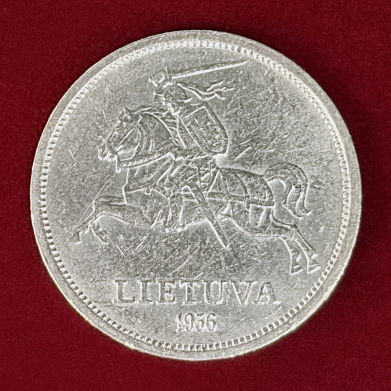 【リトアニア】5リタイ 銀貨 1936［B-0000968］