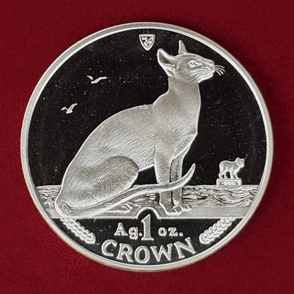 【マン島】シャム猫 クラウン 銀貨 プルーフ 1992［B-0000977］