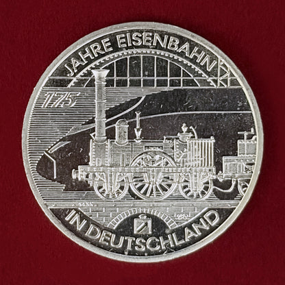 【ドイツ】ドイツ鉄道開業175周年記念 10ユーロ 銀貨 2010［B-0000980］