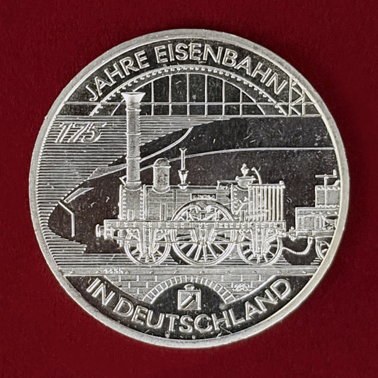 【ドイツ】ドイツ鉄道開業175周年記念 10ユーロ 銀貨 2010［B-0000980］