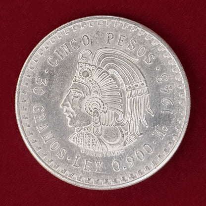 【メキシコ】5ペソ 銀貨 1949［B-0001003］