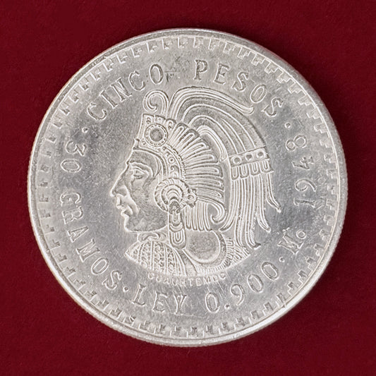 【メキシコ】5ペソ 銀貨 1949［B-0001003］