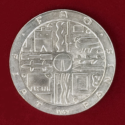【ウルグアイ】FAO記念 1000ペソ 銀貨 1969［B-0001006］