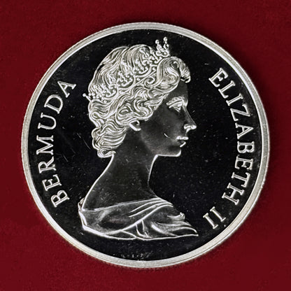 【イギリス領バミューダ諸島】エリザベス2世女王結婚25周年 1ドル 銀貨 プルーフ 1972［B-0001007］