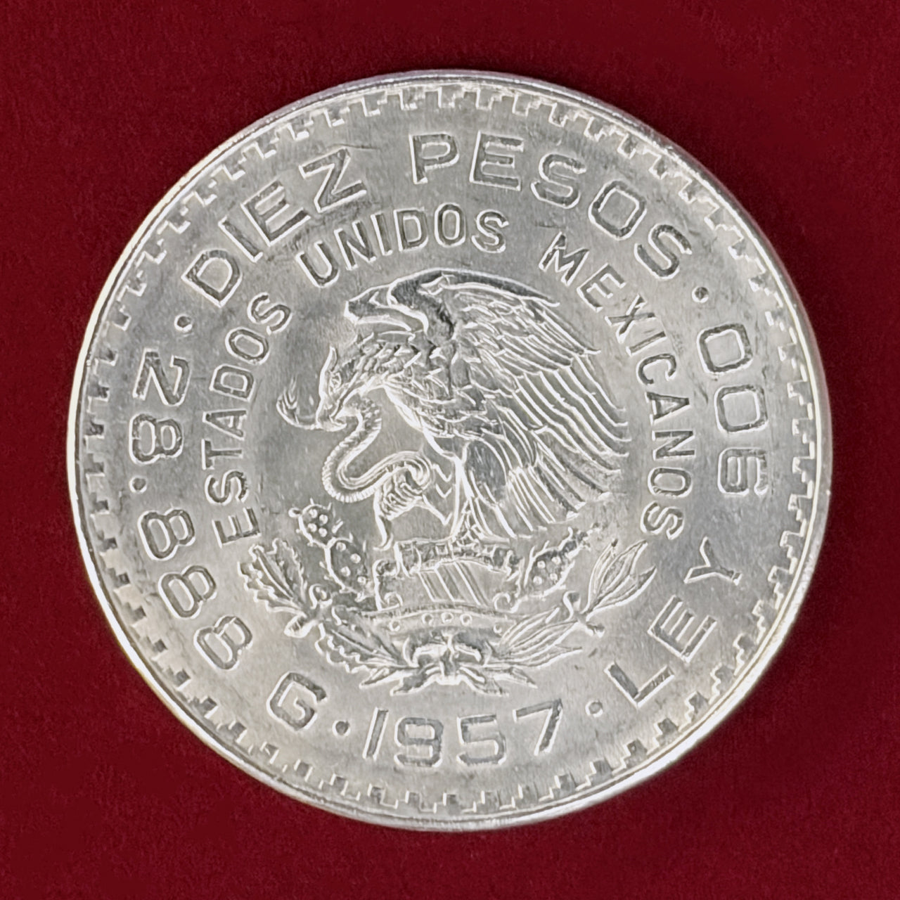 【メキシコ】憲法制定100周年記念 10ペソ 銀貨 1957［B-0001025］