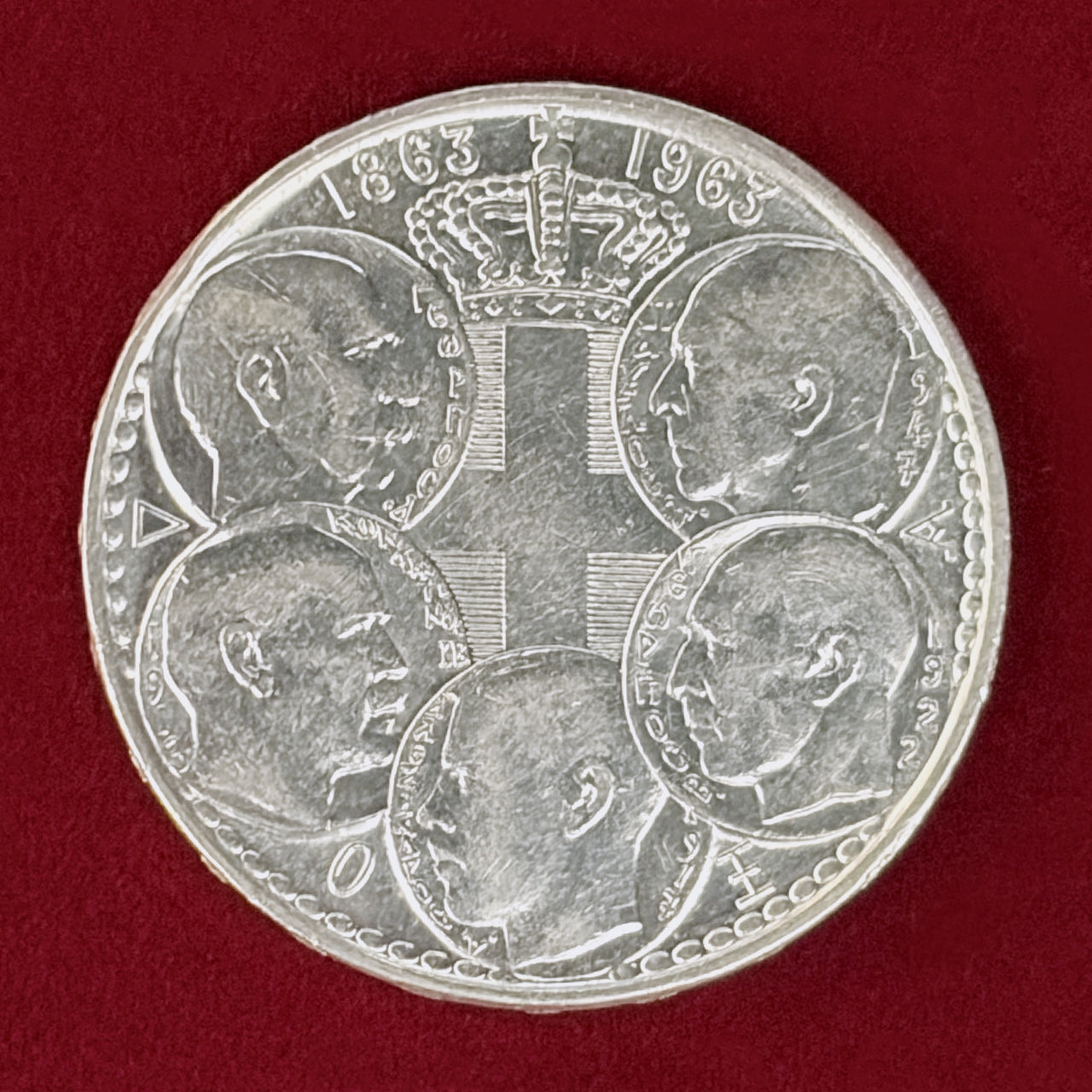 【ギリシャ】ギリシャ王朝統治100周年記念 30ドラクマ 銀貨 1963［B-0001029］