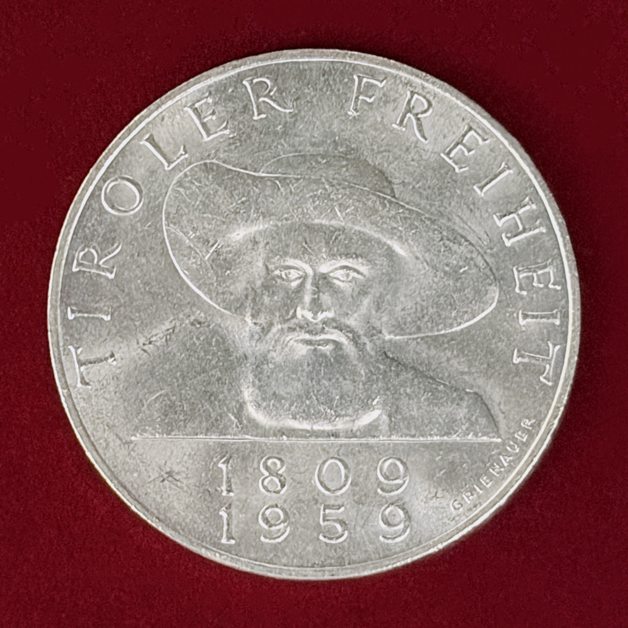 【オーストリア】チロル解放150周年記念 50シリング 銀貨 1959［B-0001042］