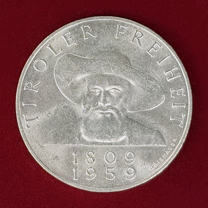 【オーストリア】チロル解放150周年記念 50シリング 銀貨 1959［B-0001042］