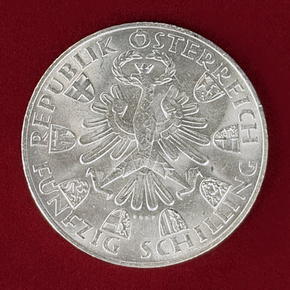 【オーストリア】チロル解放150周年記念 50シリング 銀貨 1959［B-0001042］