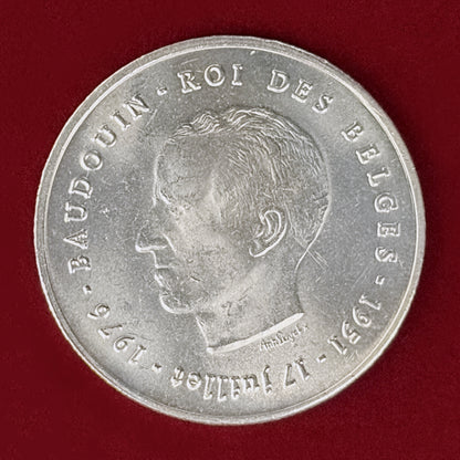 【ベルギー】ボードゥアン1世即位25周年記念 250フラン 銀貨 1976［B-0001046］