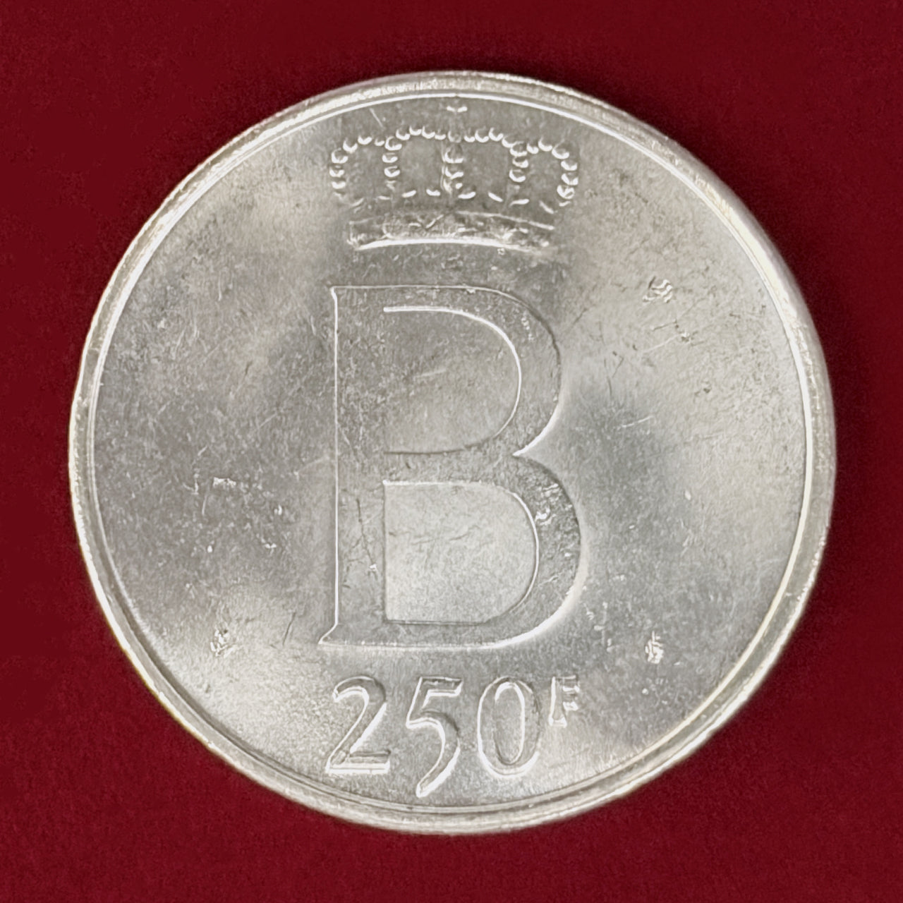 【ベルギー】ボードゥアン1世即位25周年記念 250フラン 銀貨 1976［B-0001046］