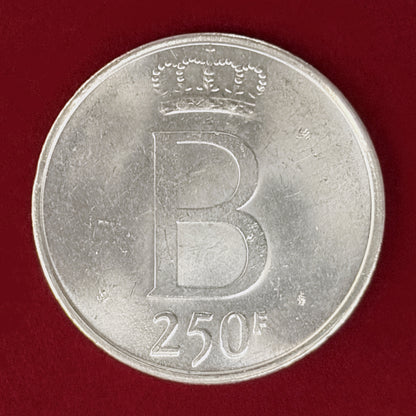 【ベルギー】ボードゥアン1世即位25周年記念 250フラン 銀貨 1976［B-0001046］