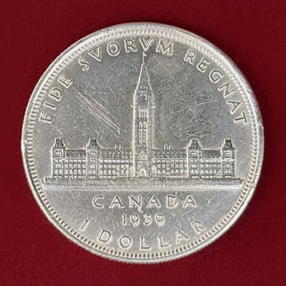 【カナダ】ジョージ6世＆エリザベス2世オタワ訪問記念 1ドル 銀貨 1939［B-0001048］