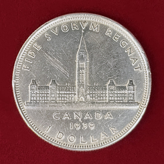 【カナダ】ジョージ6世＆エリザベス2世オタワ訪問記念 1ドル 銀貨 1939［B-0001048］