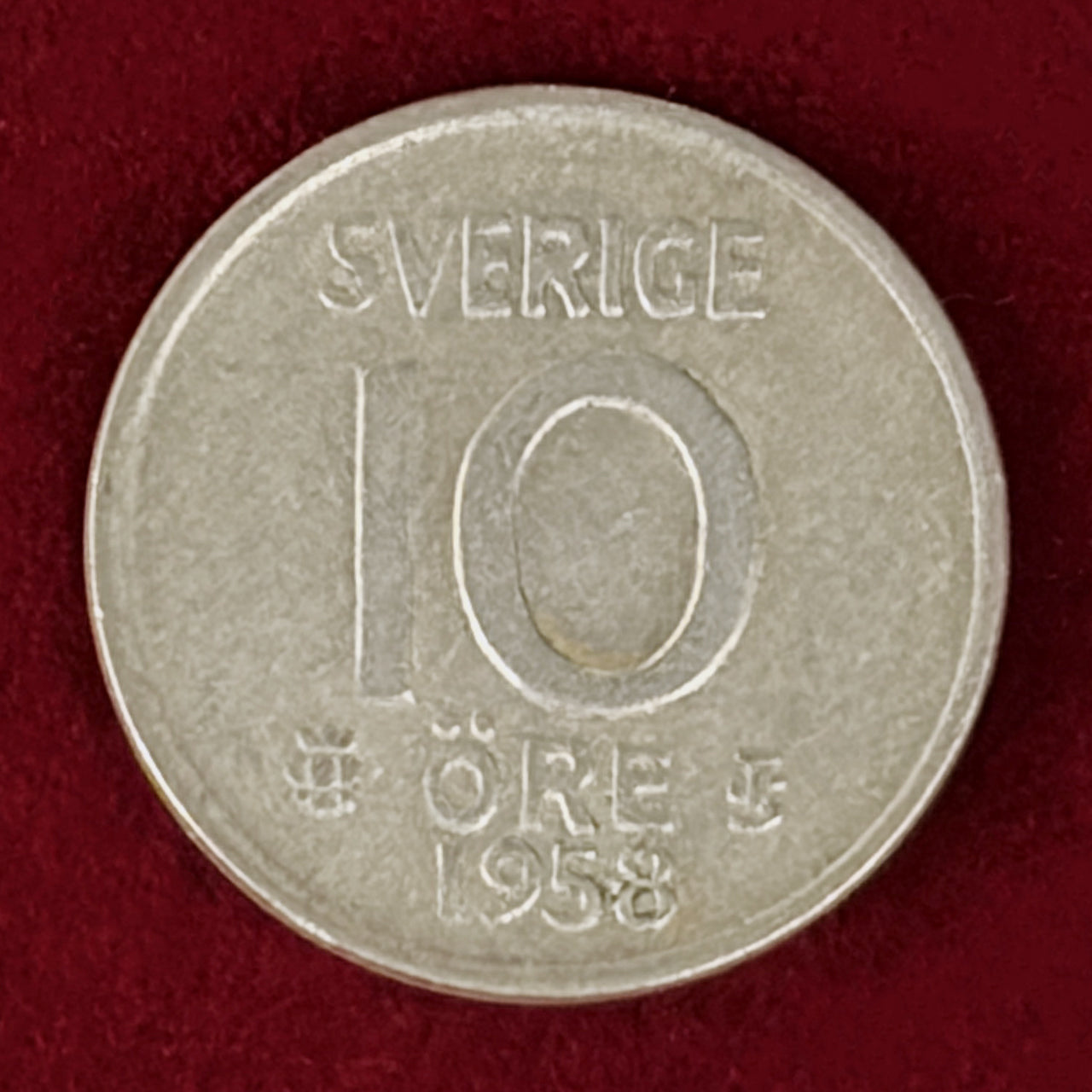 【スウェーデン】10エーレ 銀貨 1958［B-0001051］