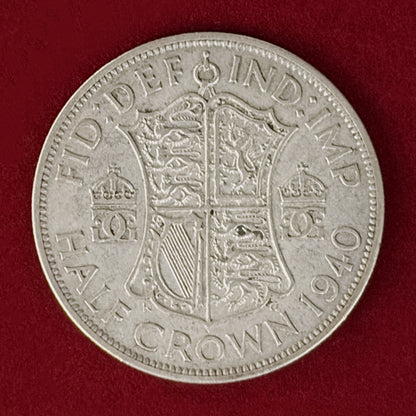 【イギリス】1/2クラウン 銀貨 1940［B-0001052］