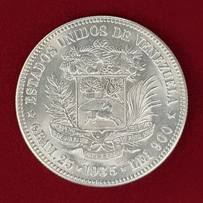 【ベネズエラ】5ボリバル銀貨 1935［B-0001054］