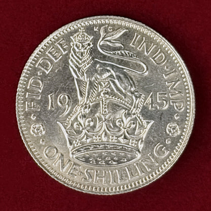 【イギリス】シリング 銀貨 1945［B-0001059］
