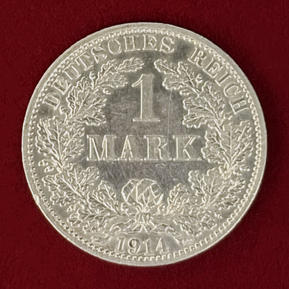 【ドイツ】1マルク 銀貨 1914［B-0001061］