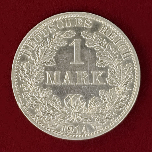 【ドイツ】1マルク 銀貨 1914［B-0001061］