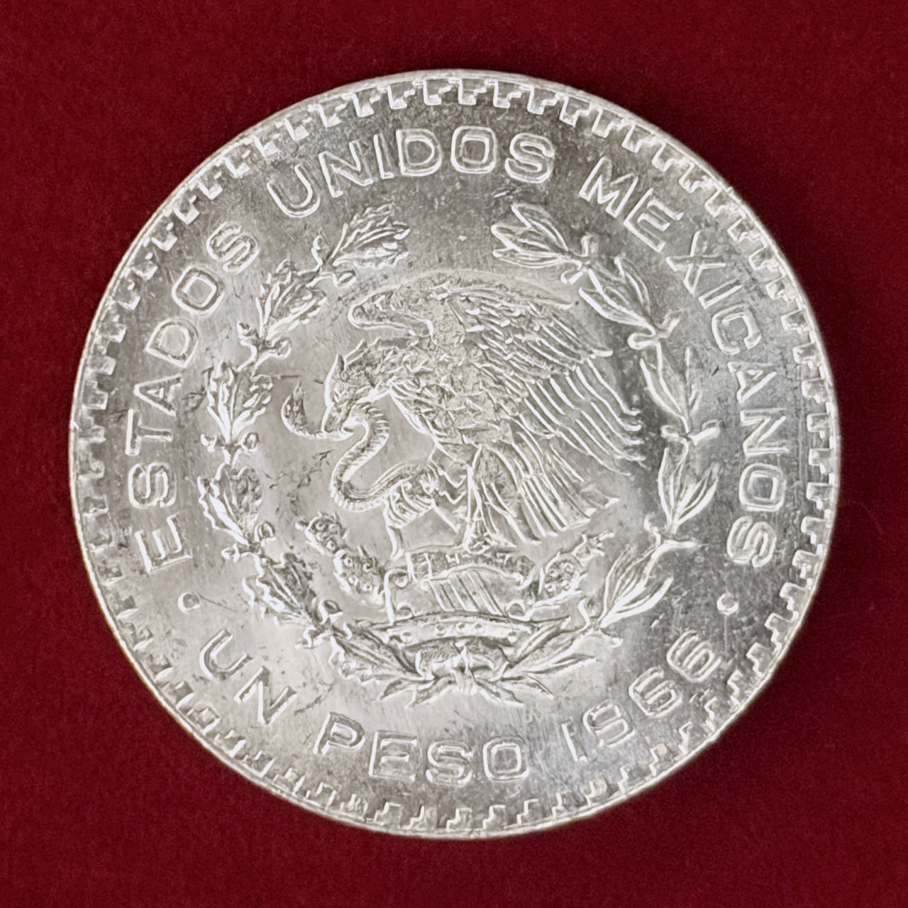 【メキシコ】モレロス テパルカナ 1ペソ 銀貨 1966［B-0001066］