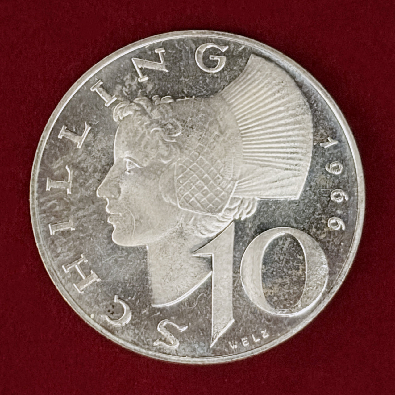 【オーストリア】10シリング 銀貨 プルーフ 1966［B-0001076］