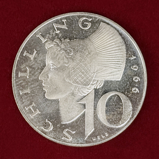 【オーストリア】10シリング 銀貨 プルーフ 1966［B-0001076］