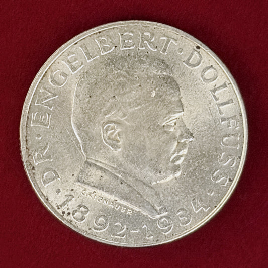 【オーストリア】エンゲルベルト・ドルフース追悼記念 2シリング 銀貨 1934［B-0001079］