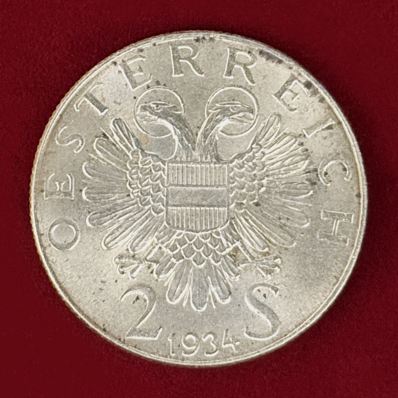 【オーストリア】エンゲルベルト・ドルフース追悼記念 2シリング 銀貨 1934［B-0001079］