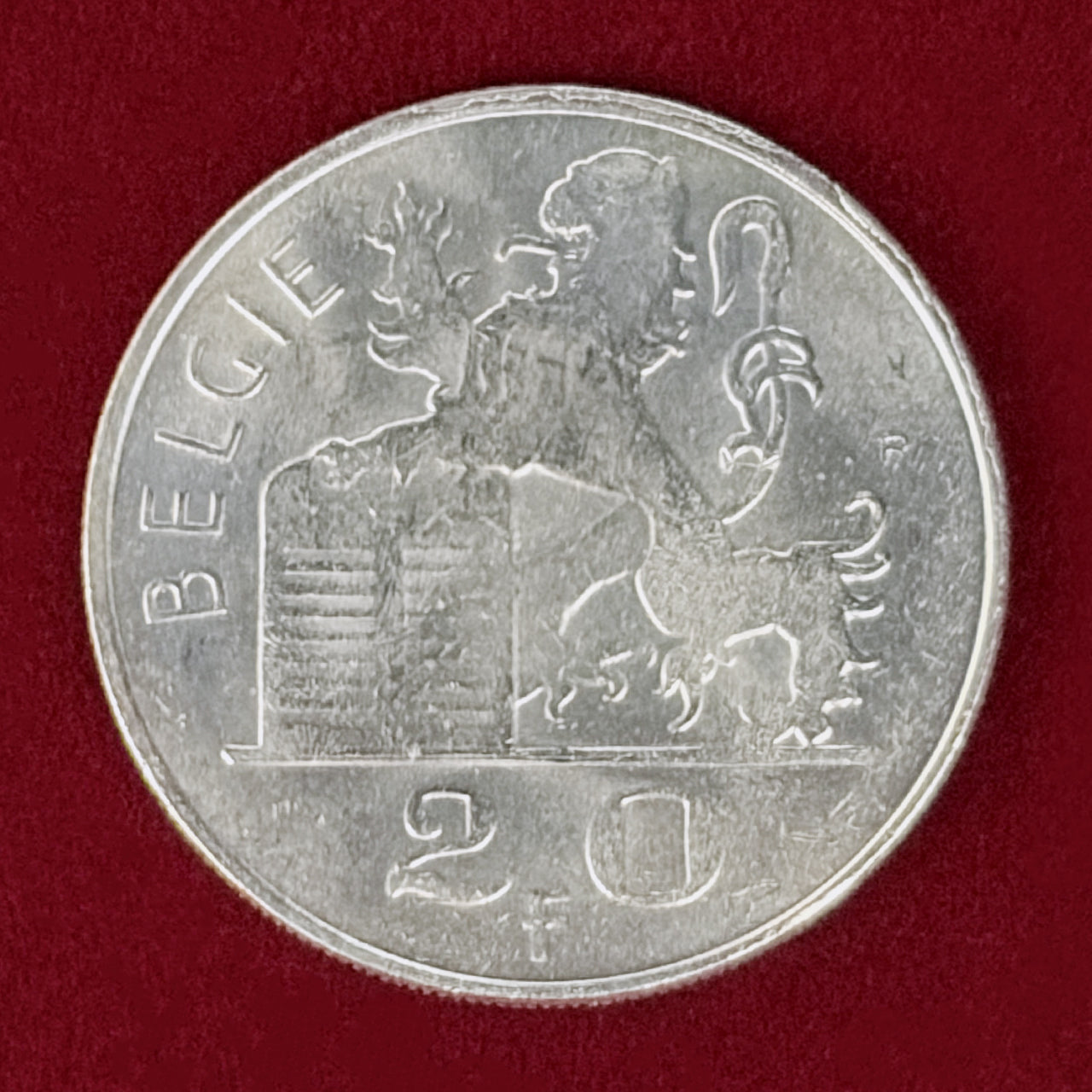 【ベルギー】20フラン 銀貨 1953［B-0001082］