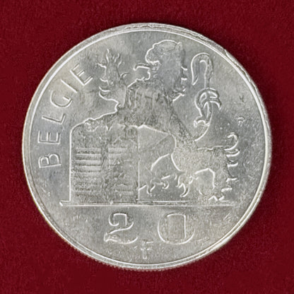 【ベルギー】20フラン 銀貨 1953［B-0001082］