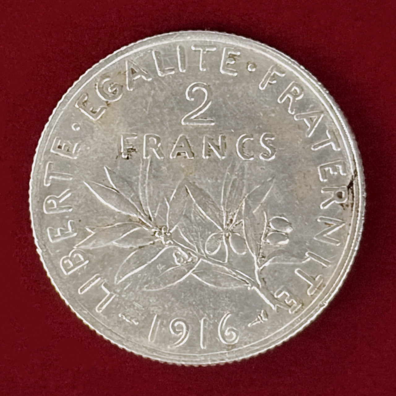 【フランス】2フラン 銀貨 1916［B-0001084］