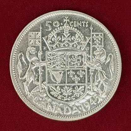 【カナダ】50セント 銀貨 1945［B-0001085］