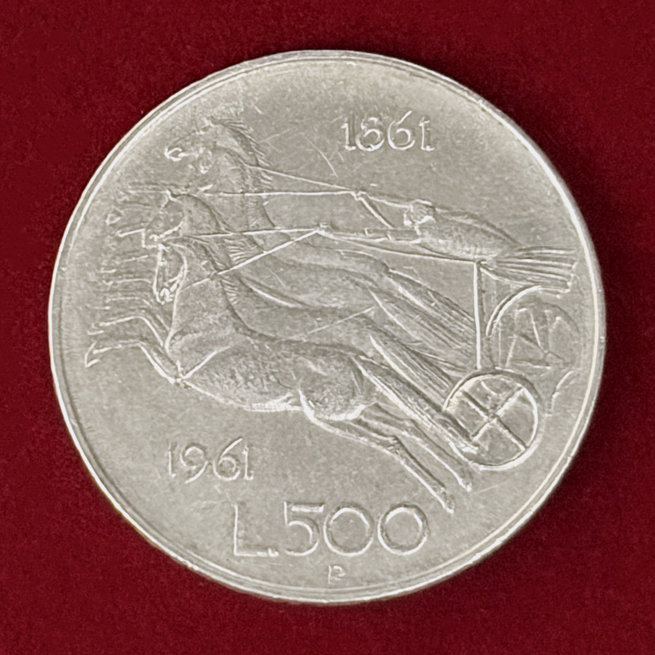 【イタリア】イタリア統一100周年記念 500リラ 銀貨 1961［B-0001092］