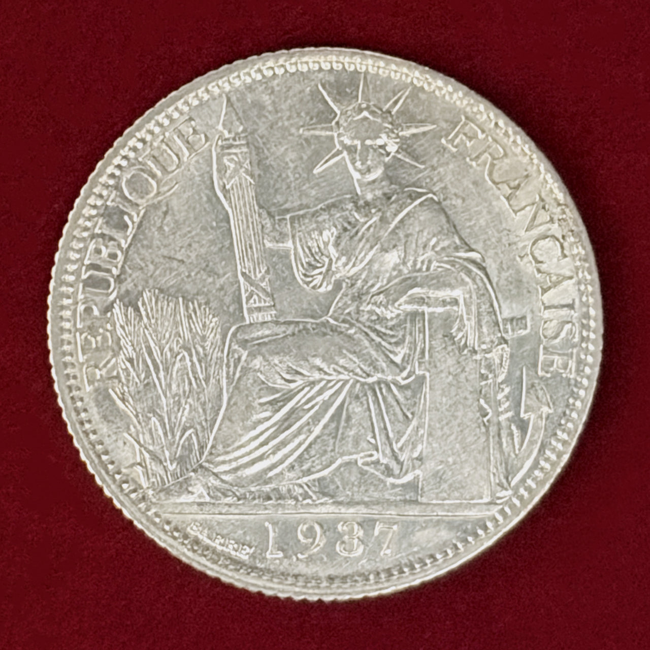 【フランス領インドシナ】20セント 銀貨 1937［B-0001094］
