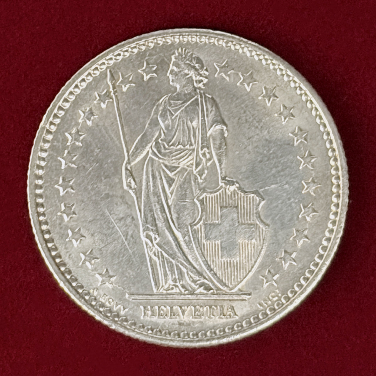 【スイス】2フラン 銀貨 1961［B-0001095］
