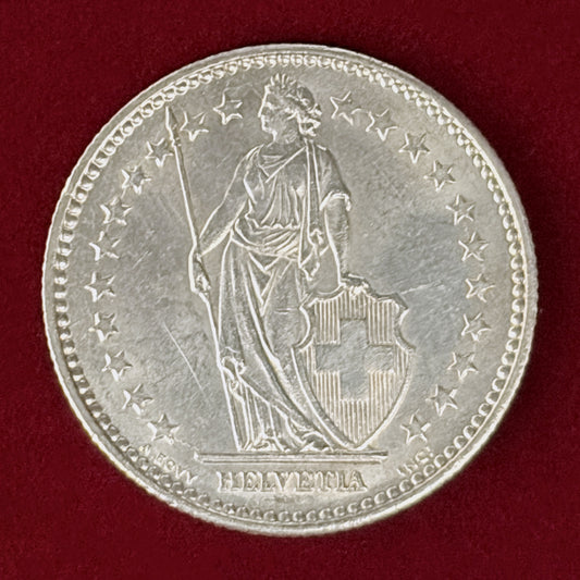 【スイス】2フラン 銀貨 1961［B-0001095］