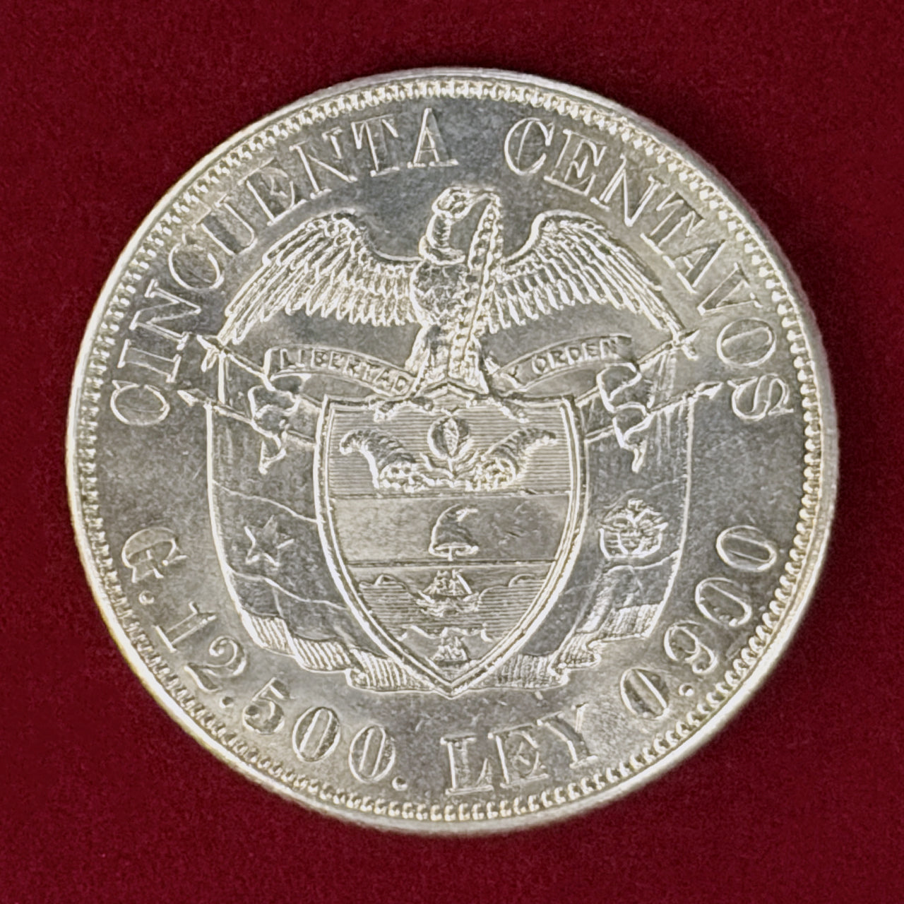 【コロンビア】50センターボ 銀貨 1934［B-0001099］