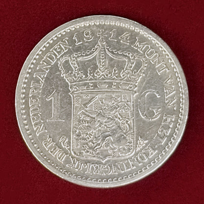 【オランダ】1グルデン 銀貨 1914［B-0001105］