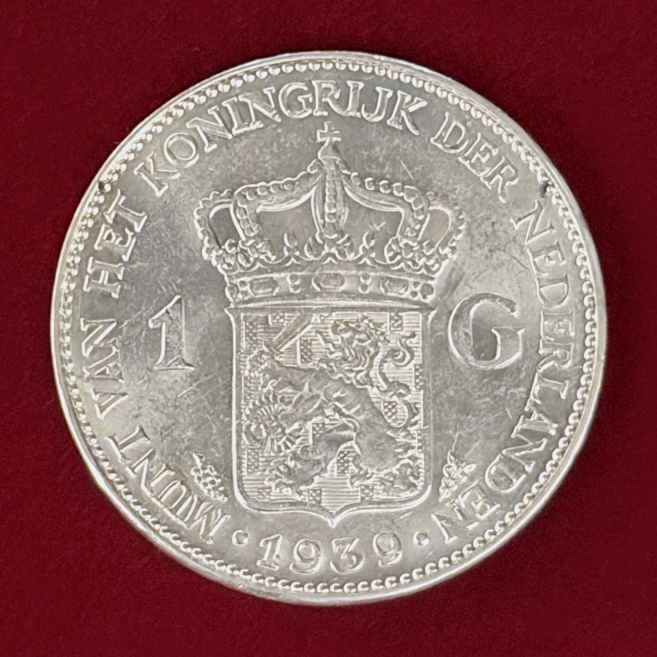 【オランダ】1グルデン 銀貨 1939［B-0001106］
