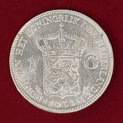 【オランダ】1グルデン 銀貨 1939［B-0001106］