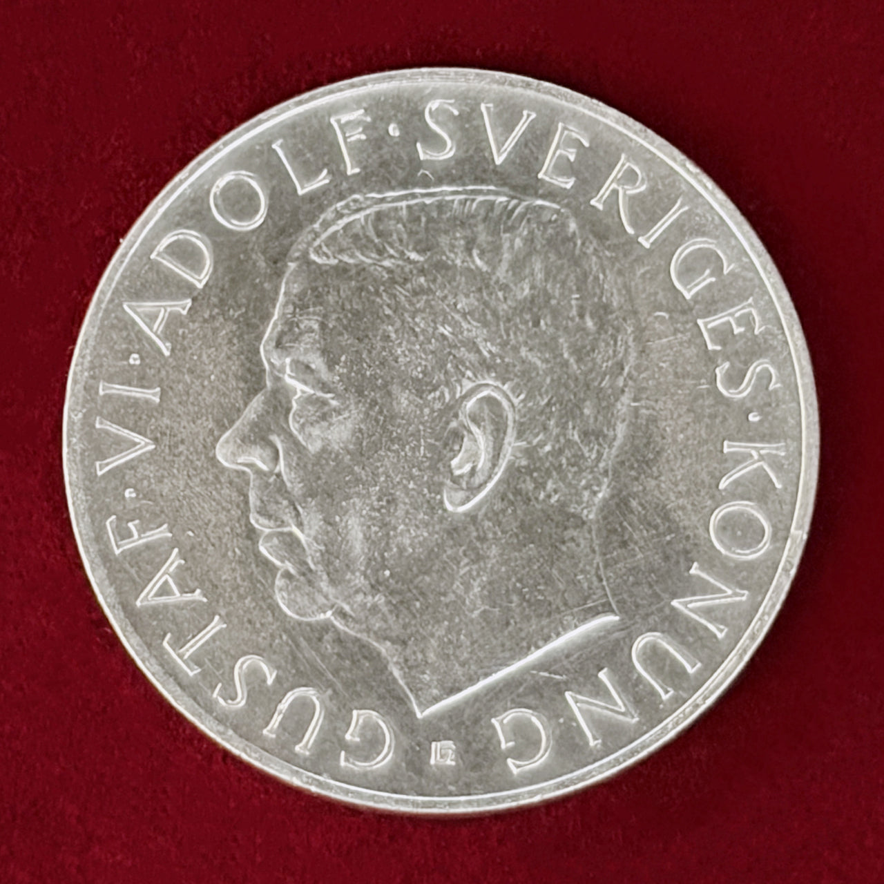 【スウェーデン】グスタフ6世アドルフ生誕70周年記念 5クローナ 銀貨 1952［B-0001110］