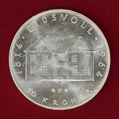 【ノルウェー】憲法制定150周年記念 10クローネ 銀貨 1964［B-0001111］