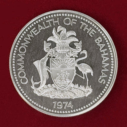 【バハマ】2ドル 銀貨 プルーフ 1974［B-0001118］