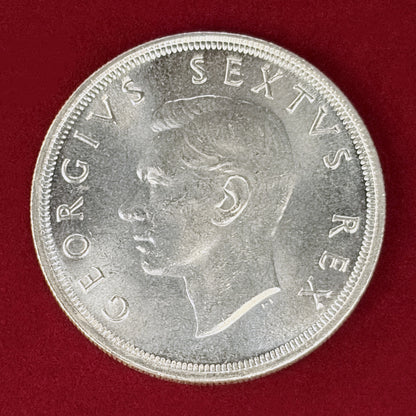 【南アフリカ】ケープタウン発見300周年記念 5シリング 銀貨 1952［B-0001125］