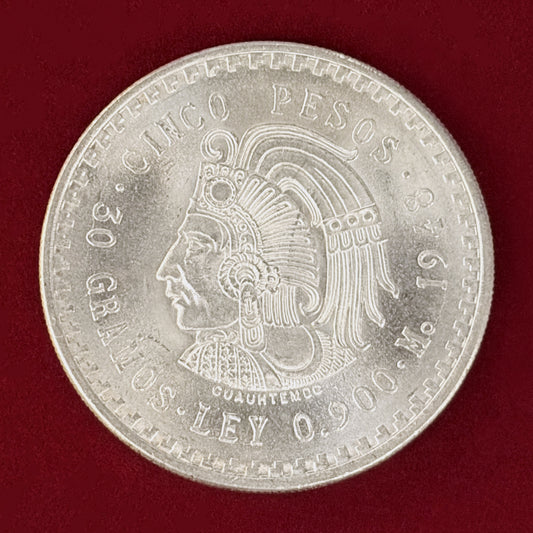 【メキシコ】5ペソ 銀貨 1948［B-0001150］