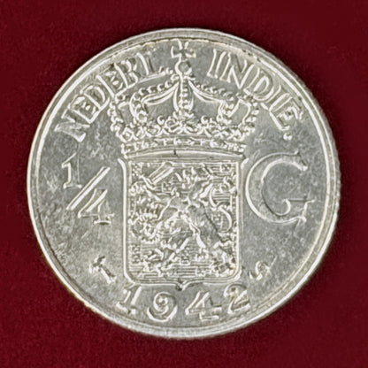 【オランダ領東インド】1/4グルデン 銀貨 1942［B-0001153］