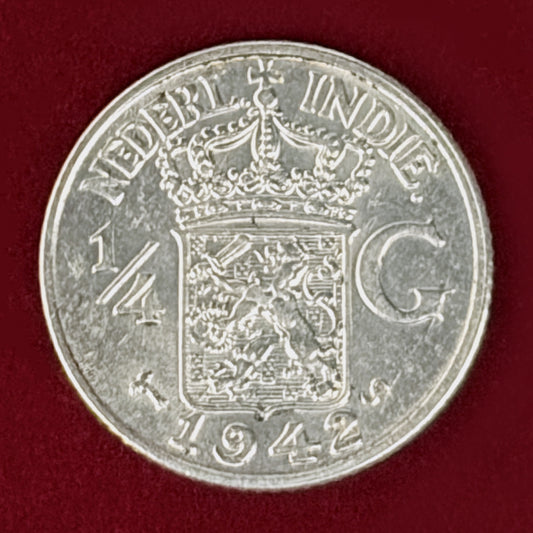 【オランダ領東インド】1/4グルデン 銀貨 1942［B-0001153］