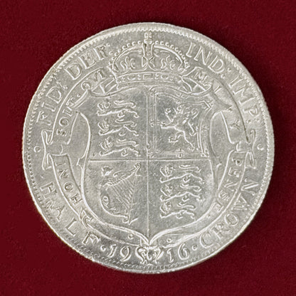 【イギリス】1/2クラウン 銀貨 1916［B-0001154］