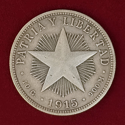 【キューバ】40センタボ 銀貨 1915［B-0001155］